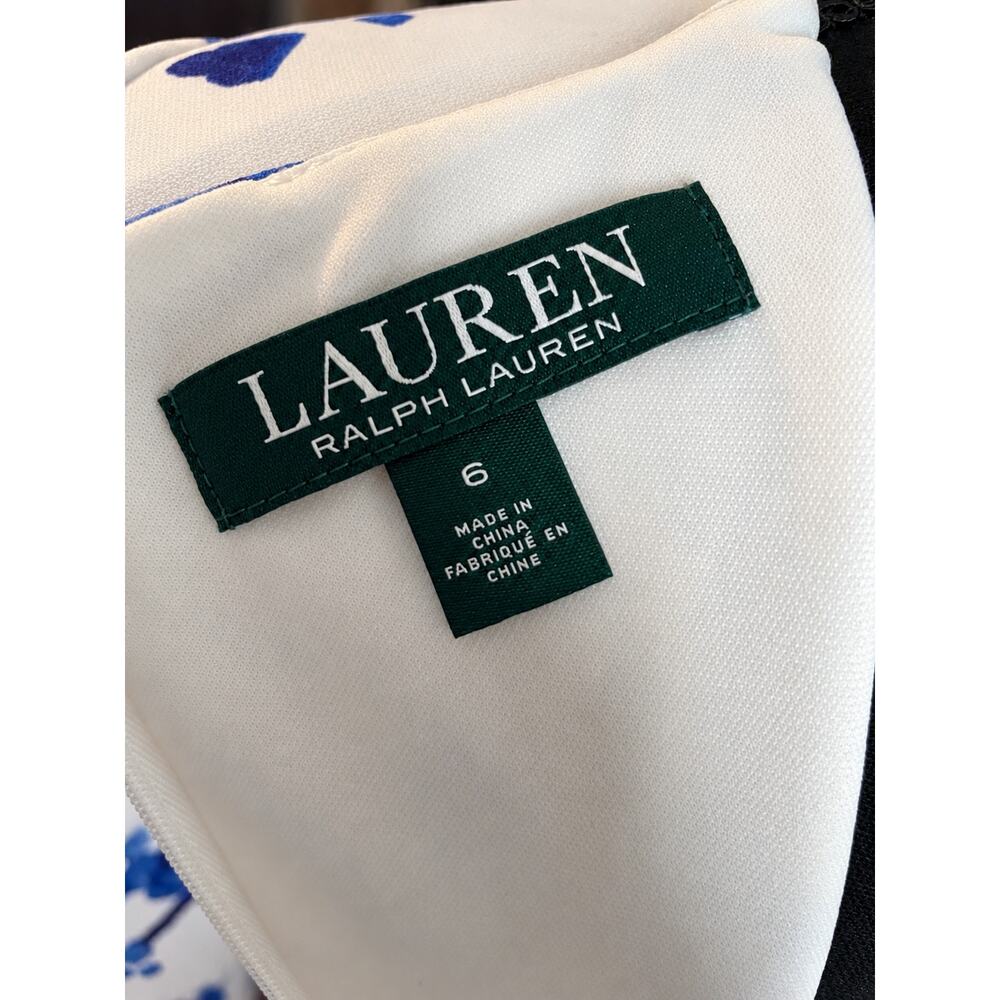 Lauren Ralph Lauren Blue & White Floral Lattice Sheath Dress Size 6 - Picture 2 of 5